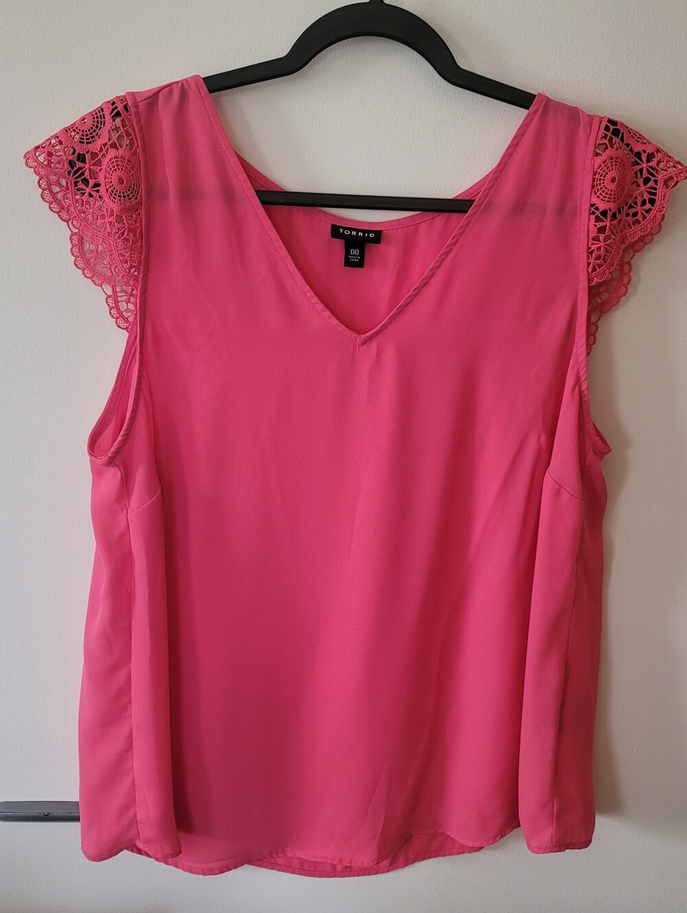 torrid Pink V-Neck Camisole with Lace Cap Sleeves